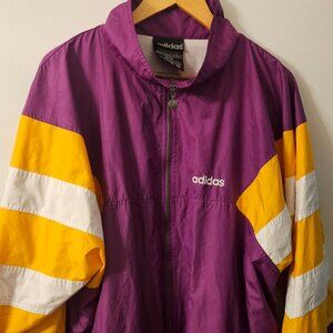 Adidas Purple & Yellow Mens Windbreaker XL